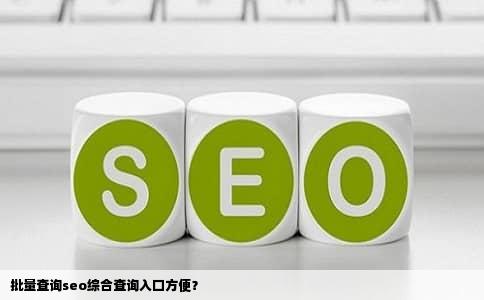 批量查询seo综合查询入口方便？