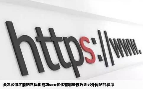 要怎么做才能把它优化成功seo优化有哪些技巧呢另外网站的程序